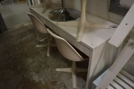 A modern lacquer two drawer desk.