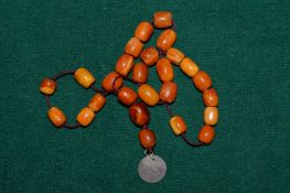 Amber bead necklace.