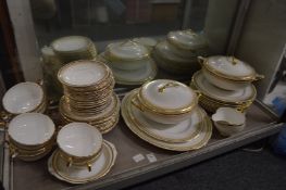 Quantity of Royal Chelsea gilt decorated dinnerware.