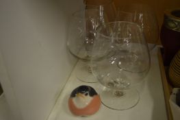 Copenhagen bird and set of four brandy balloons.