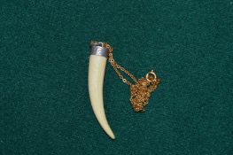 A reproduction claw pendant.