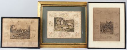 FRANK PATON (1855-1909) 'Hunting Incidents' signed engraving 25.5 x 20.5cm and two other prints (a/