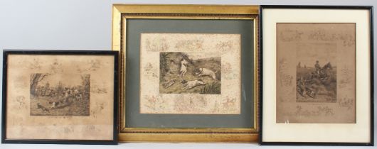 FRANK PATON (1855-1909) 'Hunting Incidents' signed engraving 25.5 x 20.5cm and two other prints (a/