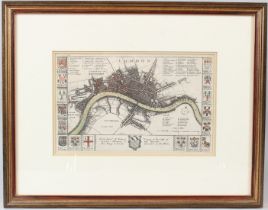 RICHARD BLOME (1635-1705) 17th century coloured map of London dedicated to the Hon Sir Robert