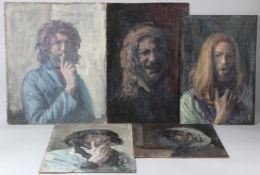 GEORGE WEISSBORT (1928-2013) Five self portraits oils on board unframed largest 60.5 x 49.5cm (5)