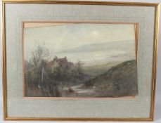 SIDNEY GOODWIN (19TH CENTURY) 'The Bay by Moonlight' watercolour inscribed on the mount 35 x 52cm