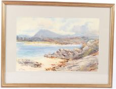 A WYATT (EARLY 20TH CENTURY) Coastal scene of mountain landscape watercolour signed and dated 1929