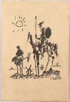 AFTER PABLO PICASSO Don Quixote print laid on board unframed 56 x 37.5cm