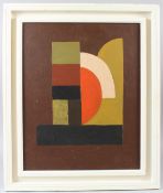 GEOMETRIC ABSTRACTION oil on canvas in white painted frame 49 x 39cm