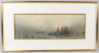 MARITIME SCHOOL (19TH CENTURY) Moored fishing boats watercolour heightened with white signed
