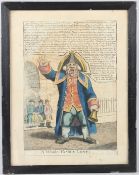 REGENCY PERIOD Caricature of a Town Crier 'A Whole Family Lost' 33 x 23cm (a/f)