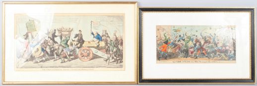 G CRUIKSHANK 'Quadrupeds or Managers Last Kick' 18 x 38cm and another early 19th century political