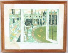 JULIAN TREVELYAN 'Corpus College Cambridge' colour lithograph print 18/70 signed in pencil 38 x 53.
