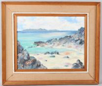 CHARLES DUNCAN 'Beach at Ardtoe' oil on canvas board signed artists label on backing paper 36 x