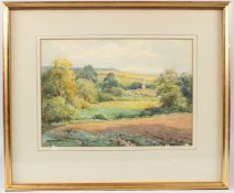 HENRY JOHN SYLVESTER STANNARD (1870-1951) Landscape with distant church watercolour signed 26.5 x