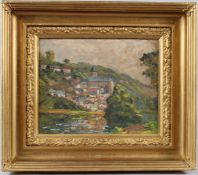 CONTINENTAL SCHOOL (LATE 19TH EARLY 20TH CENTURY) Landscape with hillside town oil on board signed