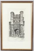 JOHN BENN (b.1948) Entrance gateway to the Bishops' Palace Wells Somerset etching signed and