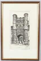 JOHN BENN (b.1948) Entrance gateway to the Bishops' Palace Wells Somerset etching signed and