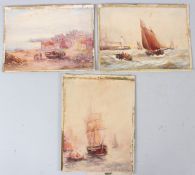 R MALCOLM LLOYD (1855-1945) Maritime views three watercolours each signed unframed 14 x 18cm (3)