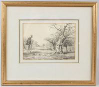 ANDREW MACCALLUM (1821-1902) Deer grazing in Windsor Park drawing / watercolour 11.5 x 16cm