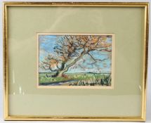 MARGARET MITCHELL 'Leaning Larch Blairquhan' pastel signed and dated '85 exhibition labels on