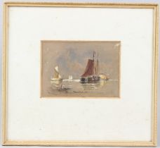 THOMAS BUSH HARDY (1842-1897) Moored boats watercolour signed and dated 1875 12 x 17cm