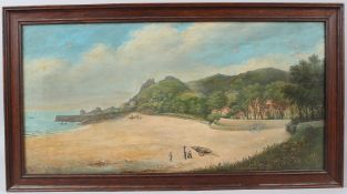 LIEPOLD LE CORELIER ? 'St Brelades Bay Jersey' oil on canvas signed inscribed verso 29.5 x 60cm