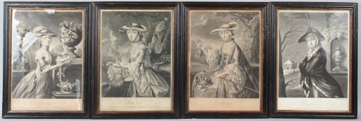 CHARLES CORBETT AFTER ROBERT PYLE 'The Four Seasons' set of four antique mezzotints each 35 x 25cm (