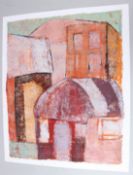 MURAINA OYELAMI (b.1940) 'Harmattan Morning' oil on paper signed and inscribed unframed 58.5 x