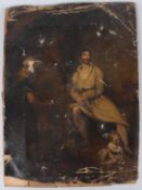 19TH CENTURY SCHOOL Figures in an interior oil on canvas (a/f) unframed 56 x 42xm