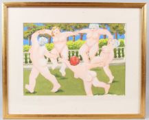MANNER OF BERYL COOK Dancing nude ladies in a garden watercolour / gouache 28 x 39cm
