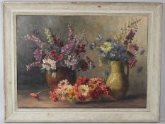 CAMILLA GÖBL-WAHL (1871-1965) Still life of flowers in pots oil on canvas signed 57 x 80cm