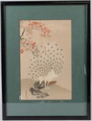 AFTER MARUYAMA OKYO (JAPANESE) Peacocks woodblock print 30 x 19.5cm