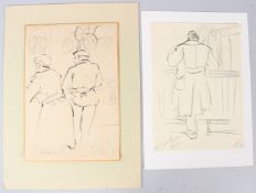 SEGAL 'The Good Companions' and 'Balloon Man Luxembourg Gardens' two drawings one signed and both