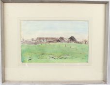 GEORGE WEISSBORT (1928-2013) Landscape with cottages and barn watercolour signed and dated 1959 24 x