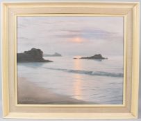 ROGER DE LA CORBIERE (1893-1974) Sunset coastal view oil on canvas signed 49.5 x 59.5cm
