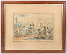 T R CRUIKSHANK Regency period caricature 'Dandies and their Hobbies' 23 x 33cm (a/f)