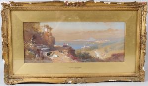THOMAS LEESON ROWBOTHAM (1823-1875) 'Italian Lake Scene' watercolour signed and dated 1875 19 x 46.
