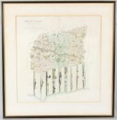 B R DAVIES 'Map of Sussex Part II West' hand coloured engraved map published 1834 42 x 40.5cm (