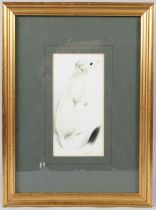 EDWIN PENNY (1930-2016) Stoat in winter coat watercolour signed 21 x 10cm