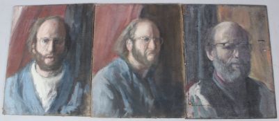 GEORGE WEISSBORT (1928 - 2013) Three self portraits oil on boards 35 x 26cm (3)