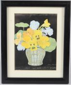 HALL THORPE (1874-1947) Flowers in a vase colour print 18 x 14.5cm