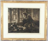 HERBERT DICKSEE 'Clouds Have Their Silver Lining' etching on vellum signed in pencil 50 x 61cm (a/