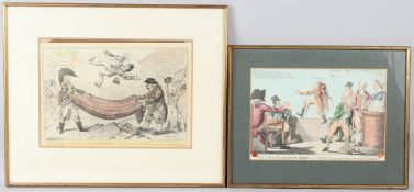 J GILLRAY 'The High Flying Candidate' 26 x 37cm and another early 19th century political