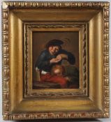 AFTER DAVID TENIERS Two figures oil on panel 13 x 10.5cm