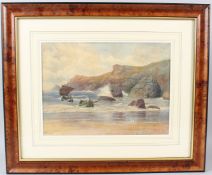 FREDERICK McNAMARA EVANS (1859-c.1929) Fishing boats being launched off a beach watercolour signed