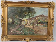 J CLAUDE-BOYER Farmstead scene oil on canvas signed 42 x 60cm