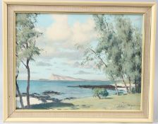 MAURICE MENARDEAU (1897-1977) 'View of Coin de Mere from Cap Malheureux' oil on board signed