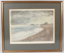 MICHAEL BLAKER (1928-2018) 'Rough Sea at Hove' etching in colours 17/30 inscribed and signed in