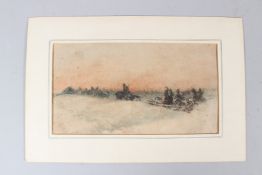 CIRCLE OF GILBERT HOLIDAY Column of soldiers on the march watercolour unframed 17 x 31.5cm